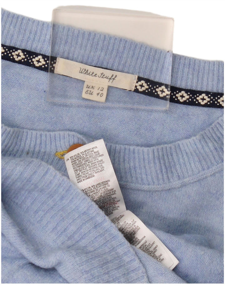WHITE STUFF Dame Cardigan Sweater UK 12 Medium Blue Nylon