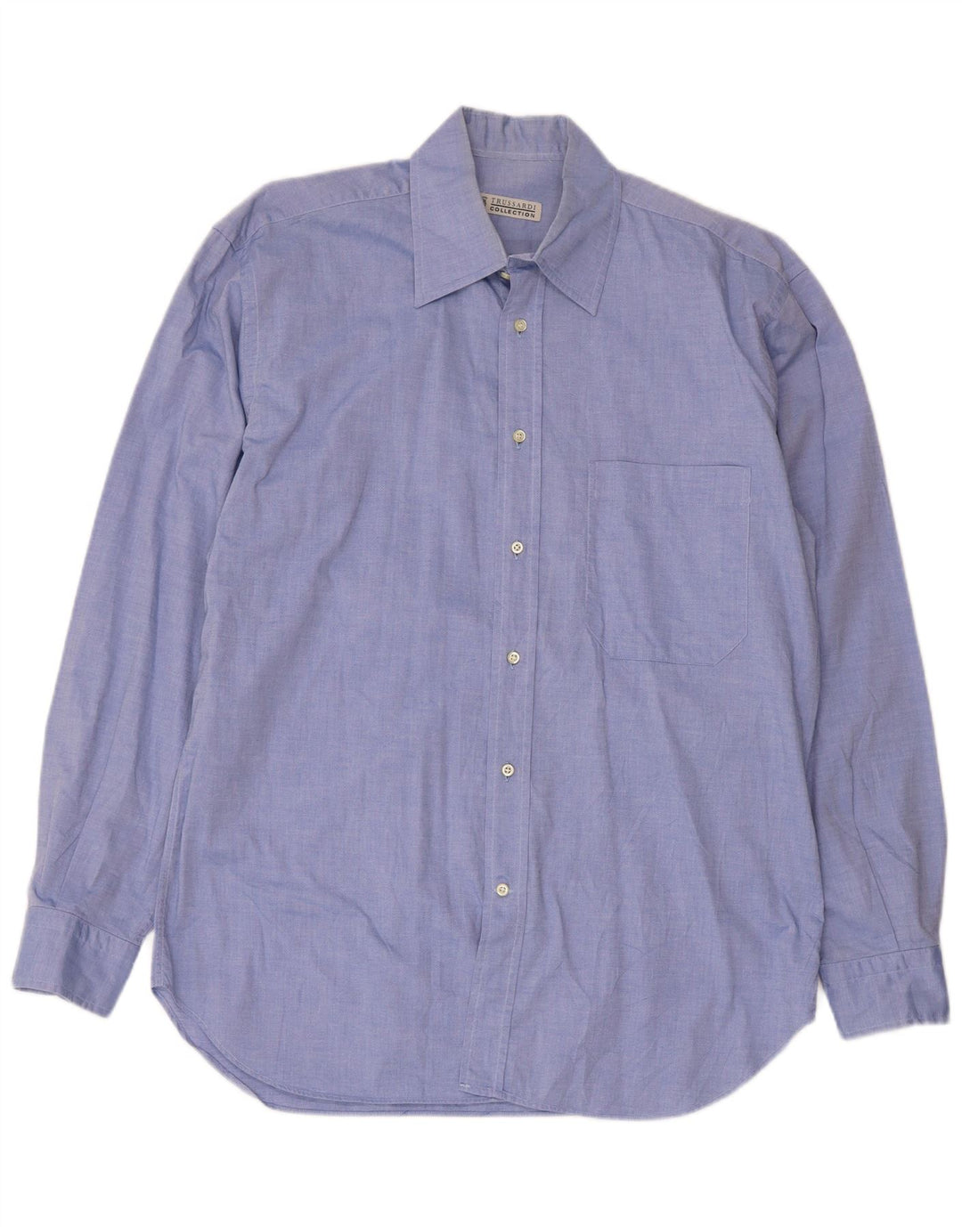 Trussardi Jeans Herreskjorte Størrelse 40 15 1/2 Medium Blå Bomuld