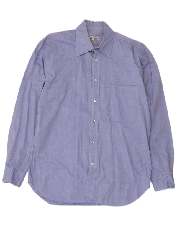 Trussardi Jeans Herreskjorte Størrelse 40 15 1/2 Medium Blå Bomuld