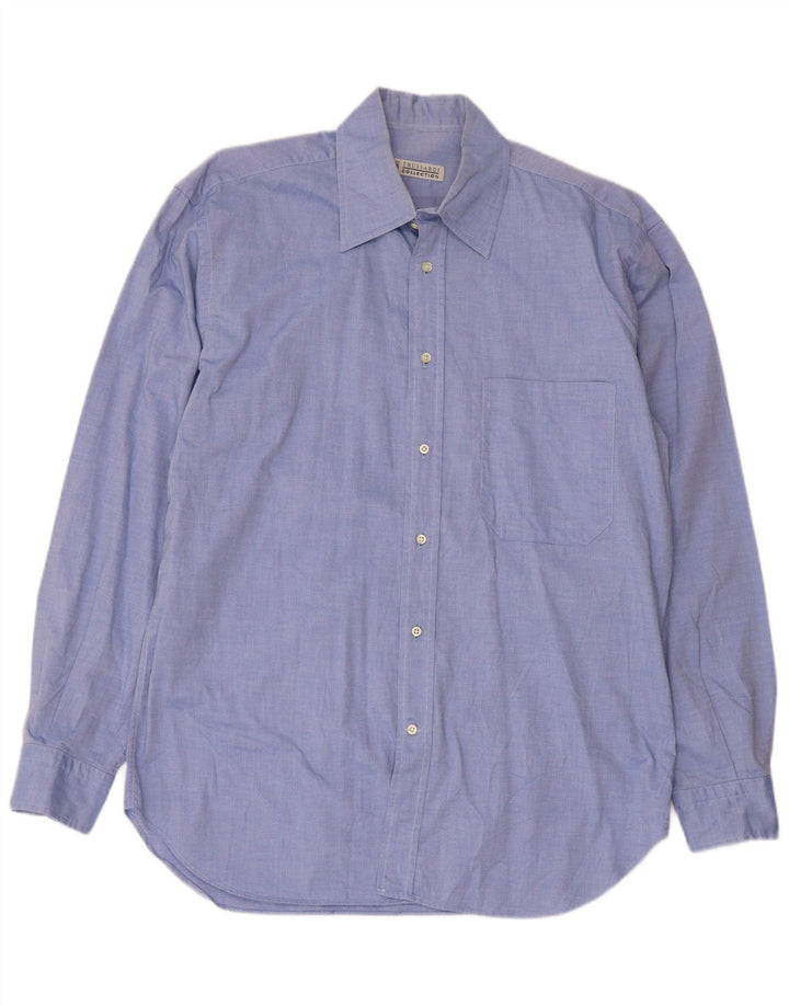 Trussardi Jeans Herreskjorte Størrelse 40 15 1/2 Medium Blå Bomuld