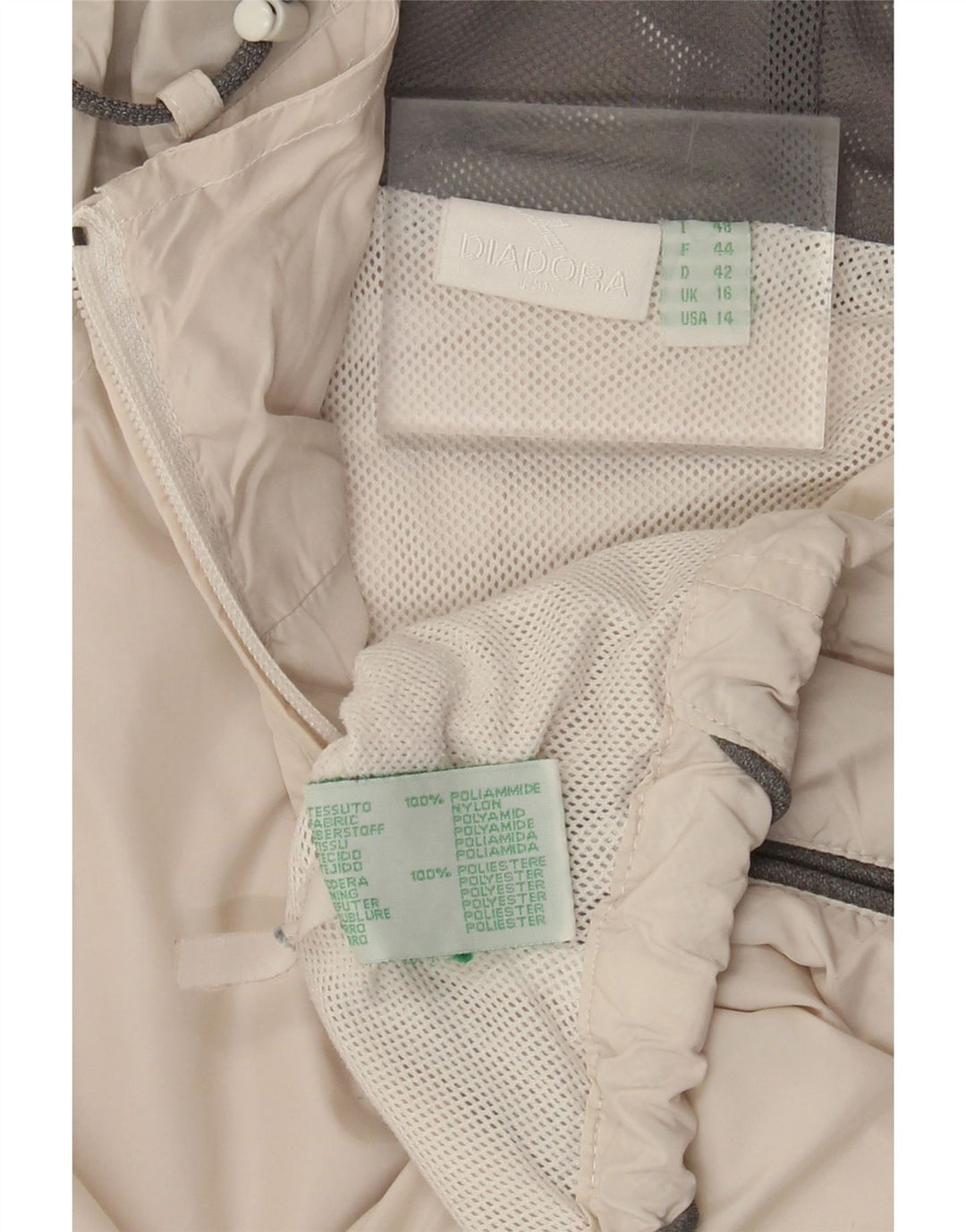 Diadora Dame Oversized Hætte Gilet UK 16 Stor Beige Polyamid