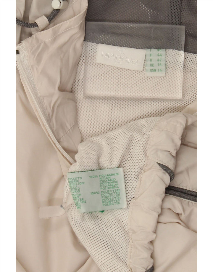 Diadora Dame Oversized Hætte Gilet UK 16 Stor Beige Polyamid