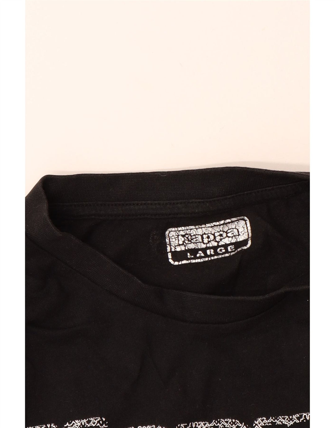 KAPPA Mens Graphic T-Shirt Top Large Black Cotton