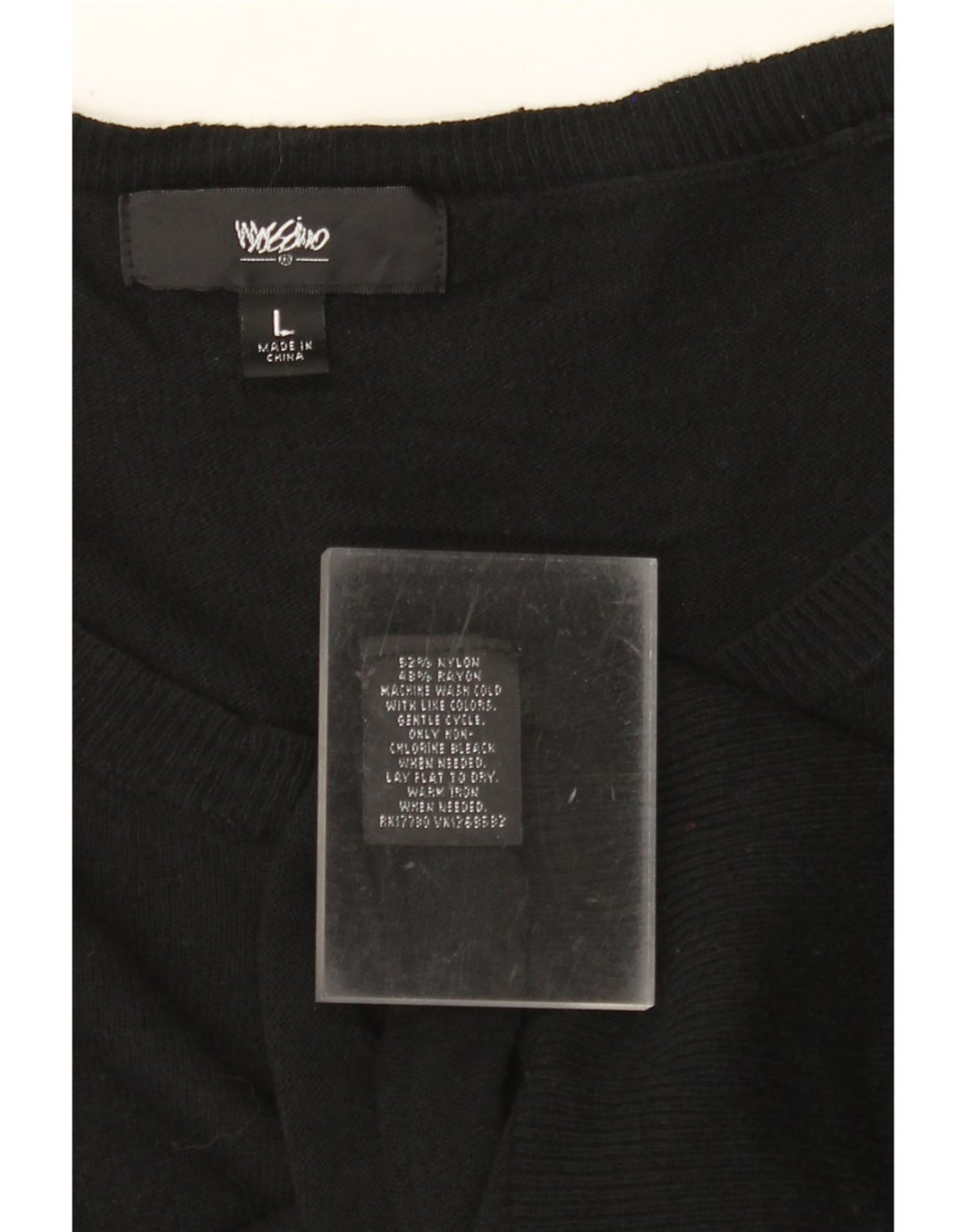 MOSSIMO Dame Boat Neck Jumper Sweater UK 14 Stor Sort Nylon