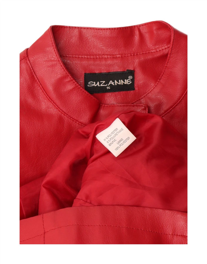 VINTAGE Womens Faux Fur Jacket UK 14 Medium Red Polyvinyl Vintage Vintage and Second-Hand Vintage from Messina Hembry 