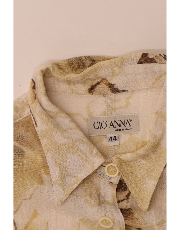 Gio Anna Dame Se Through Kortærmet Skjorte IT 44 Medium Beige Floral