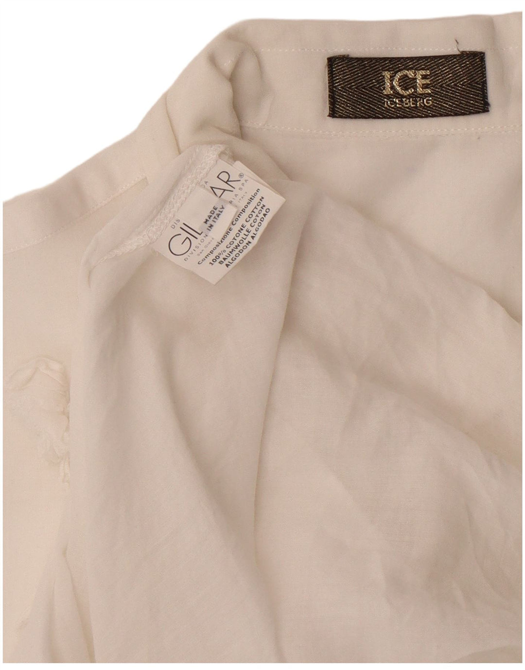 ICEBERG Womens Ruffle Front Short Sleeves Shirt Dress UK 12 Medium White