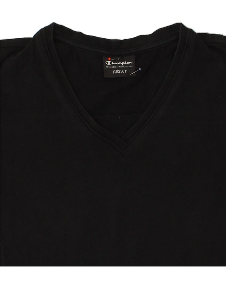 CHAMPION Womens Easy Fit T-Shirt Top UK 14 Large Black | Vintage Champion | Thrift | Second-Hand Champion | Used Clothing | Messina Hembry 