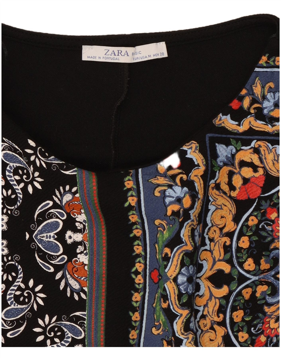 Zara Dame 3/4 ærmer Kaftan Kjole UK 12 Medium Sort Patchwork