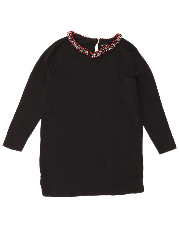 Zara Dame Top 3/4 ærme UK 10 Small Black Viscose