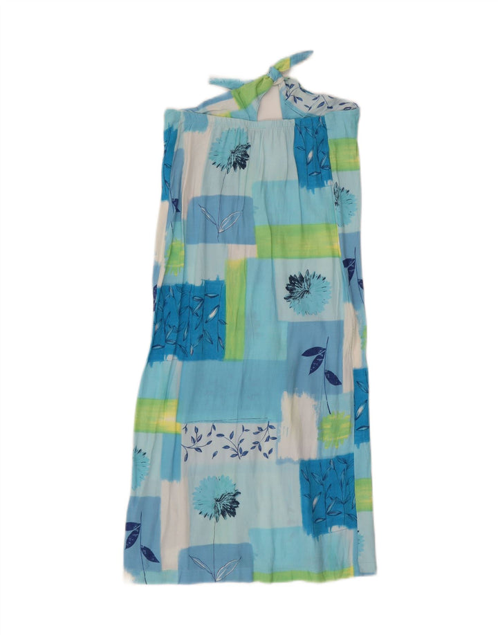 VINTAGE Womens Strapless Dress IT 42 Medium Blue Floral Vintage Vintage and Second-Hand Vintage from Messina Hembry 