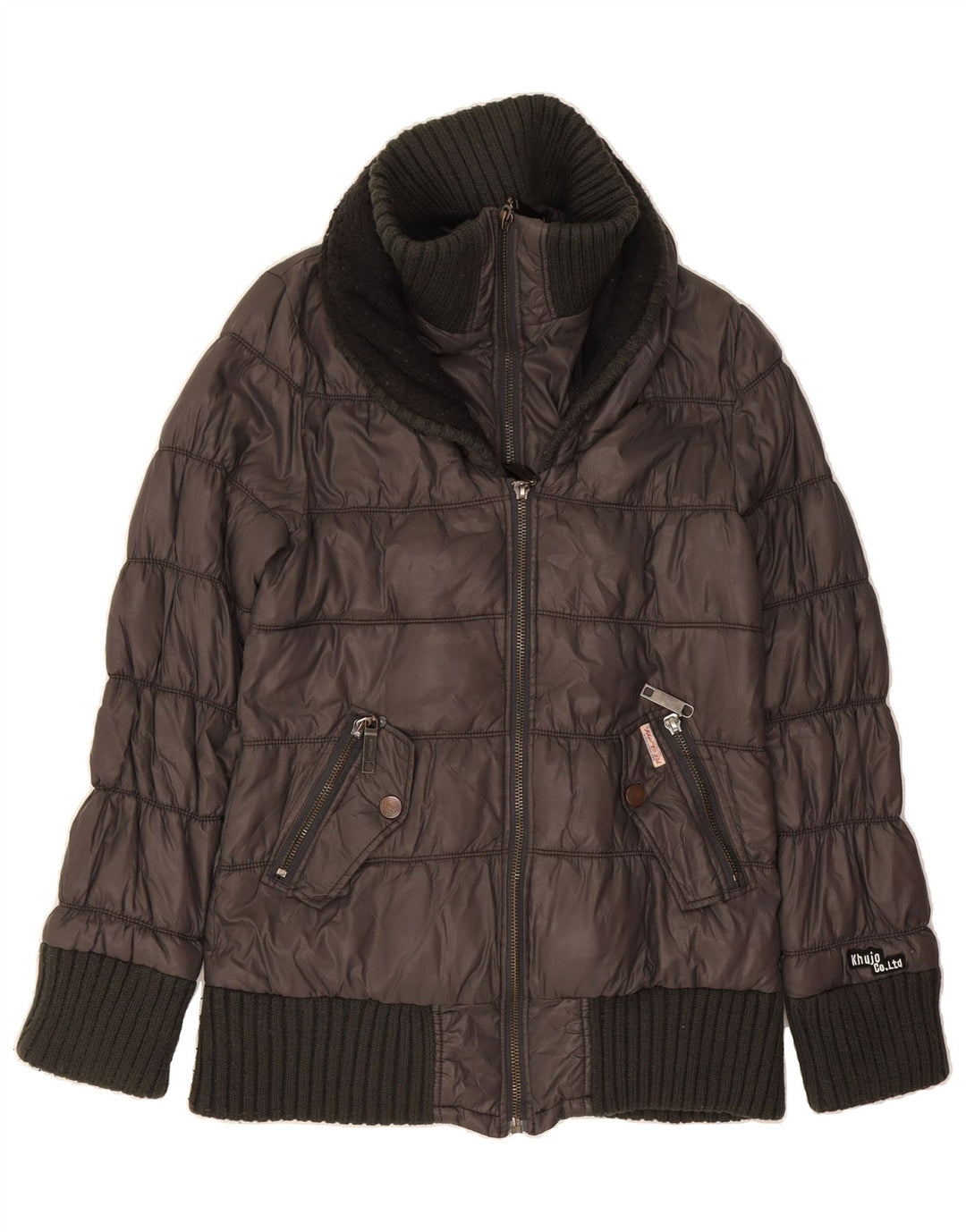 KHUJO Womens Padded Jacket UK 16 Large Grey Polyamide Vintage KHUJO and Second-Hand KHUJO from Messina Hembry 