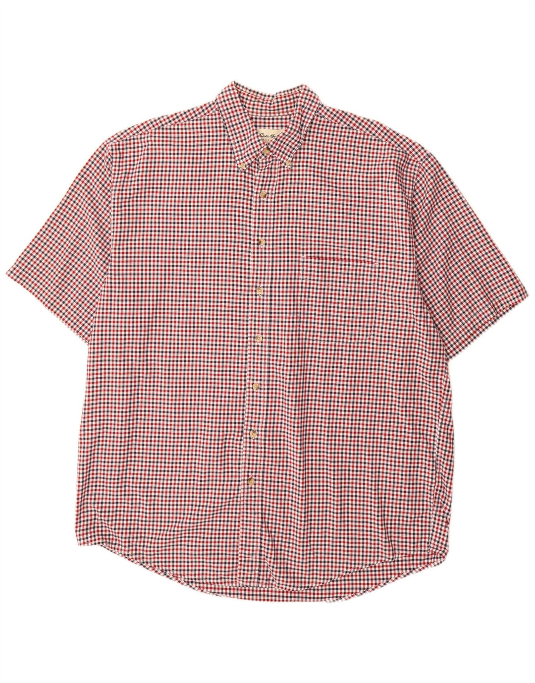 Eddie Bauer Herre høj kortærmet skjorte XL Rød Gingham Bomuld