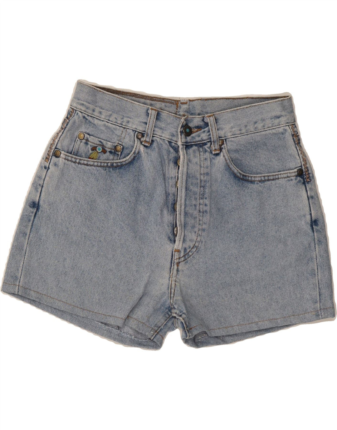 VINTAGE Womens Denim Shorts W29 Medium Blue Cotton Vintage Vintage and Second-Hand Vintage from Messina Hembry 