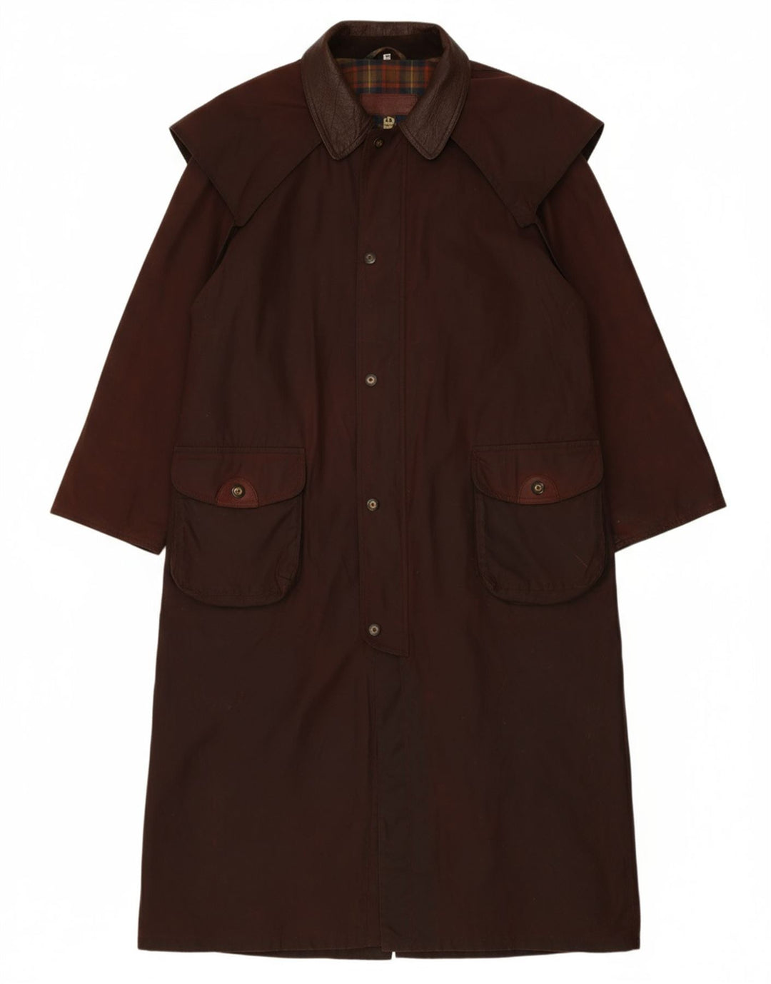 MICHAEL MORTELL Mens Waxed Capelet Coat UK 38 Medium Brown Cotton
