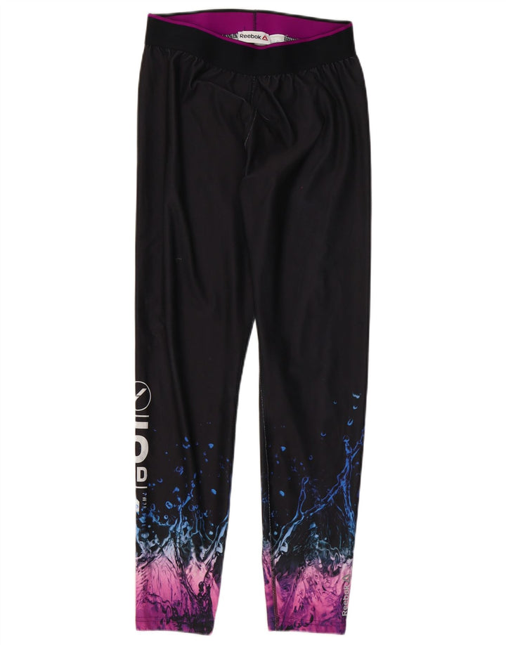 Reebok Grafiske Leggings til kvinder UK 12/14 Medium Sort Colourblock