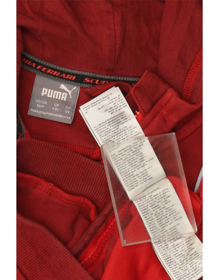 Puma Boys Ferrari hættetrøje med lynlås 7-8 år Rød Colourblock Polyester