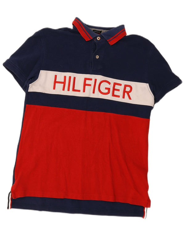 Tommy Hilfiger Herre grafisk poloshirt Medium Navyblå Colourblock Bomuld