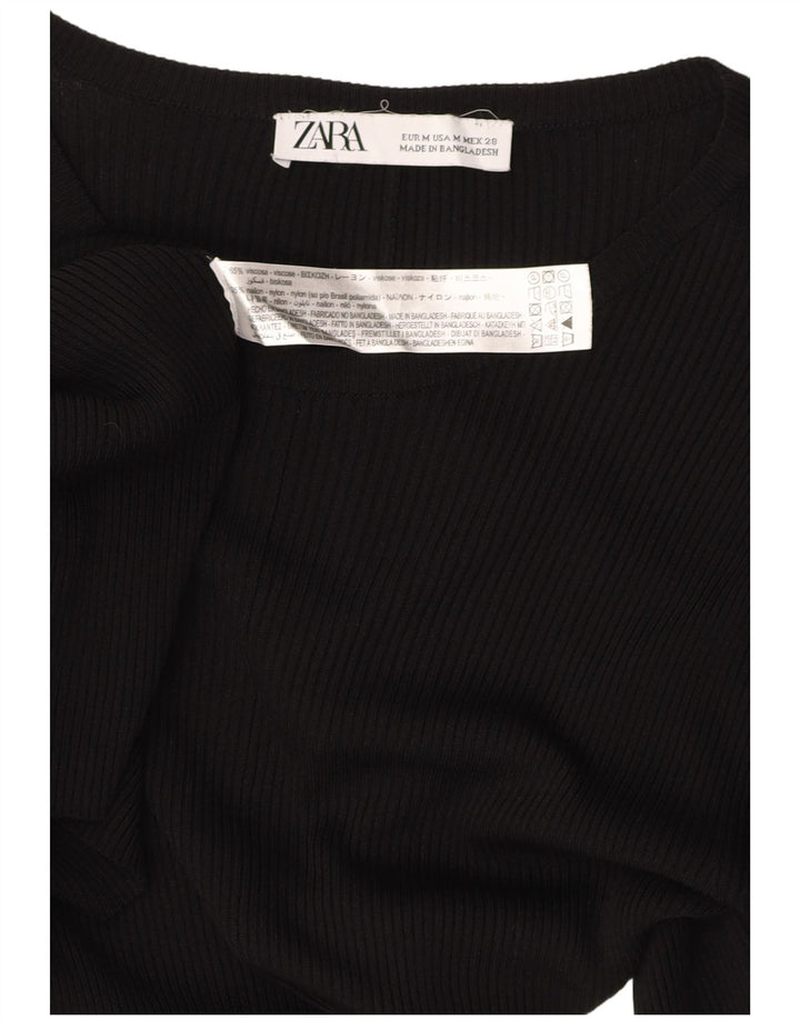 ZARA Langærmet maxikjole til kvinder UK 12 Medium Black Viscose