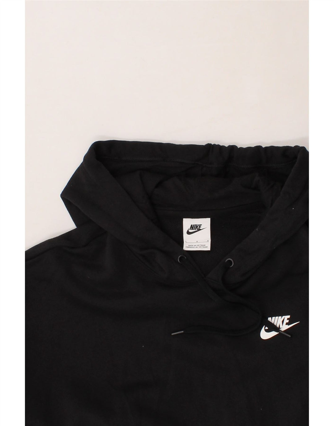 NIKE Womens Oversized Hoodie Jumper UK 16 Large Black Cotton Vintage Nike and Second-Hand Nike from Messina Hembry 