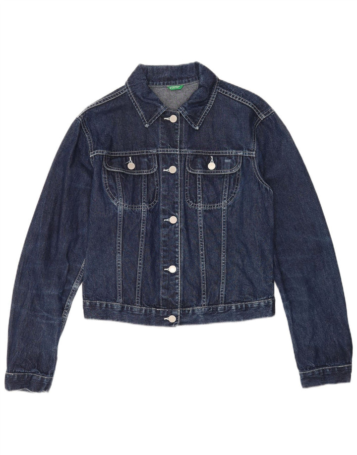Benetton Dame denimjakke UK 40 Stor Blå Bomuld