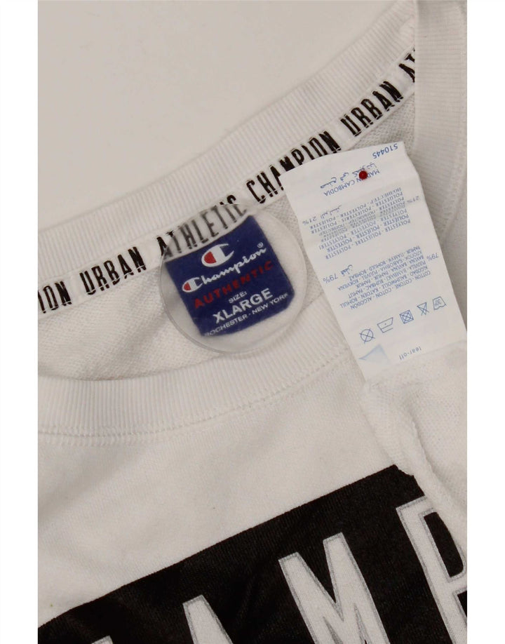 Champion Herre Grafisk Sweatshirt Jumper XL Hvid Bomuld