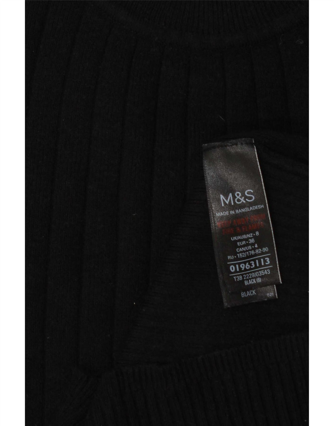 Marks & Spencer Dame Turtle Neck Jumper Sweater UK 8 Small Black