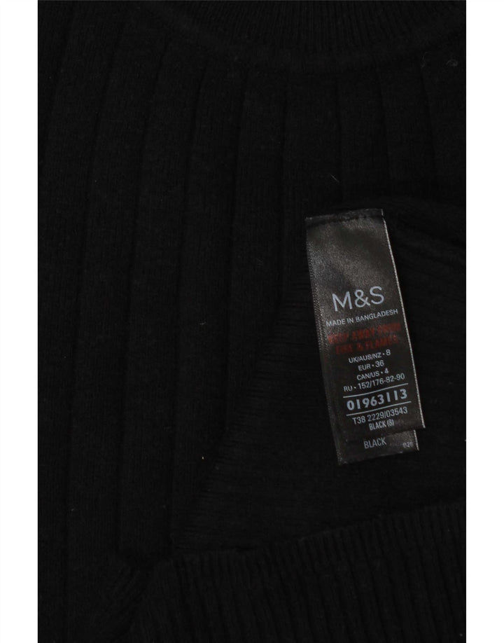 Marks & Spencer Dame Turtle Neck Jumper Sweater UK 8 Small Black