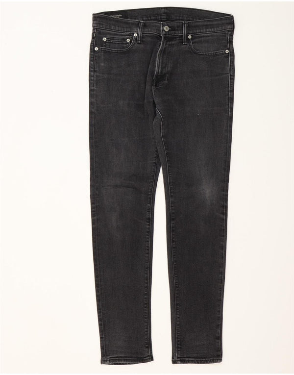 ABERCROMBIE & FITCH Super Skinny Jeans til mænd W33 L32 Sort bomuld