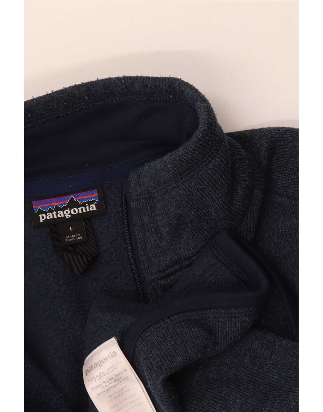 Patagonia Herre Zip Neck Sweatshirt Jumper Large Navy Blue Polyester