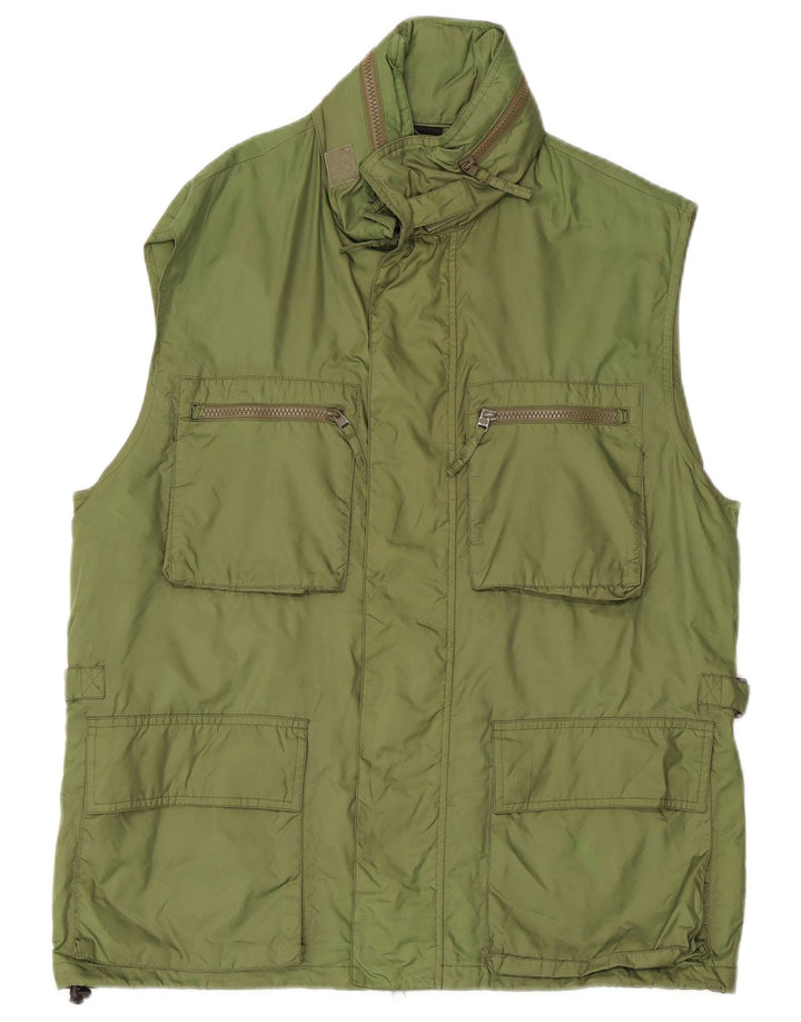 ALBERTO ASPESI Herre Hooded Utility Gilet UK 42 XL Grøn Nylon