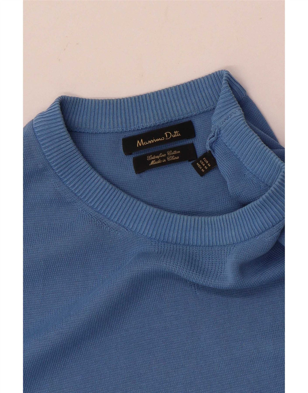 Massimo Dutti Herre Crew Neck Jumper Sweater Medium Blue Bomuld