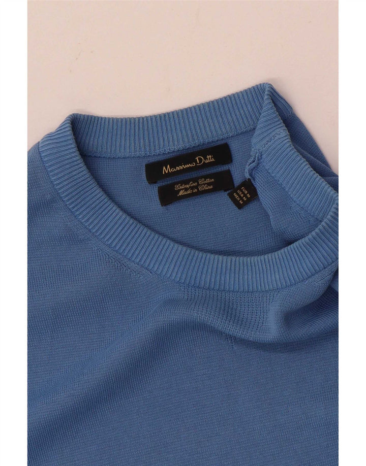 Massimo Dutti Herre Crew Neck Jumper Sweater Medium Blue Bomuld