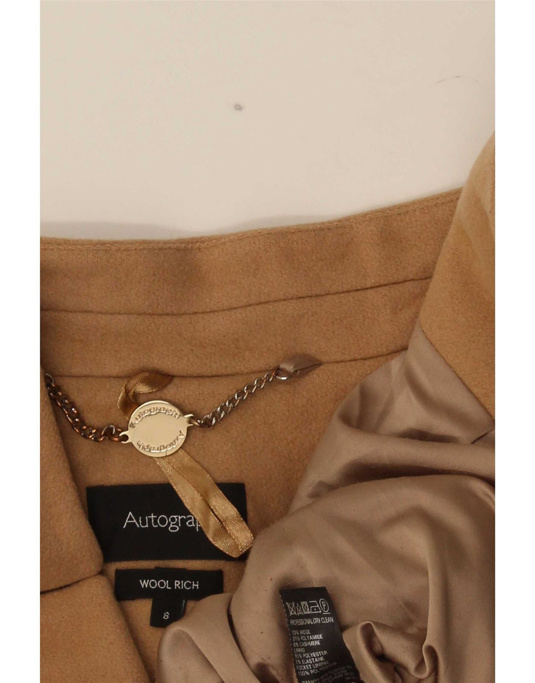 Marks & Spencer Womens Autograph Overcoat UK 8 Small Brown Wool