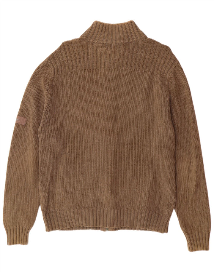 MARKS & SPENCER Herre Blue Harbor cardigan sweater Medium Khaki Bomuld