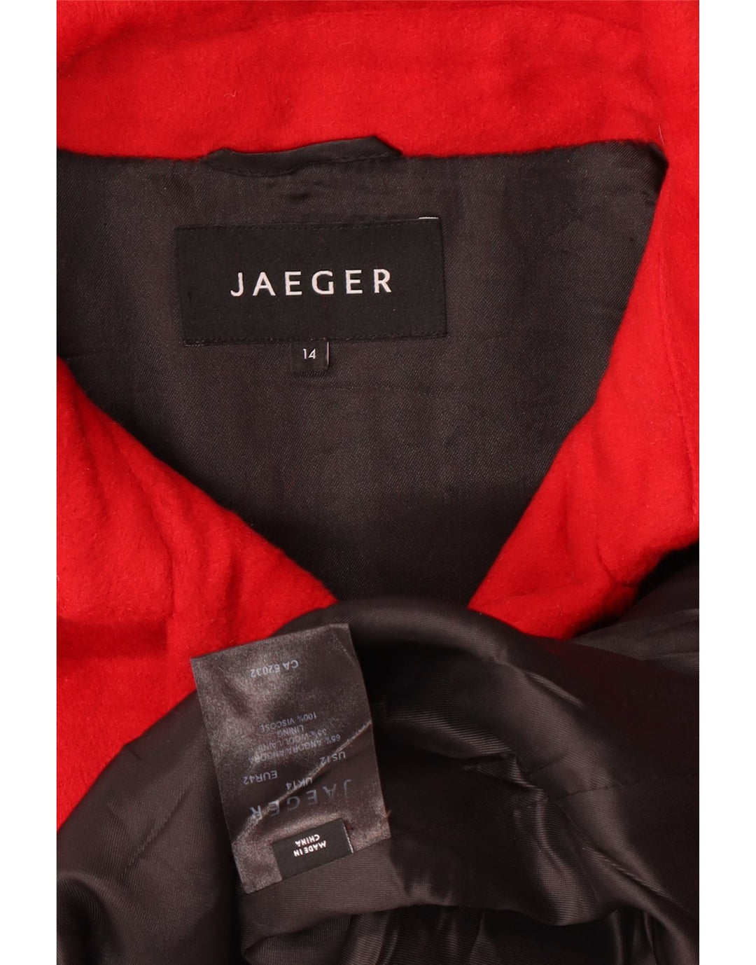 Jaeger Dame Oversized Double Breasted Coat UK 14 Large Red Angora