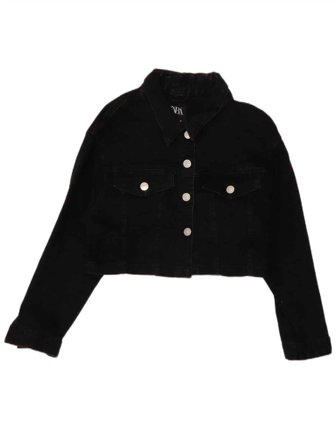 Zara Womens Crop Oversized denimjakke UK 14 Medium Black