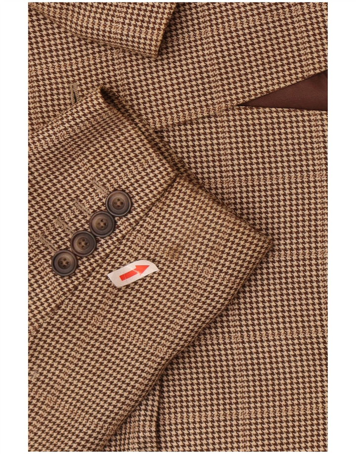 Aquascutum Herre 2-knaps blazerjakke UK 42 XL Brun Houndstooth Uld
