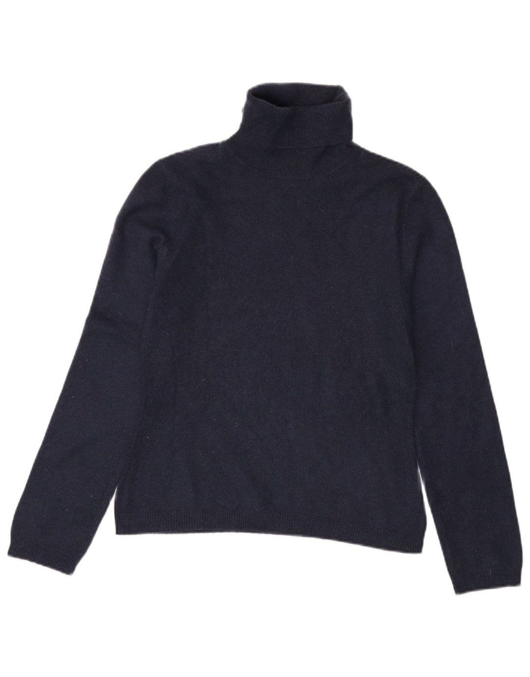Benetton Dame Roll Neck Jumper Sweater UK 10 Small Navy Blue Cashmere