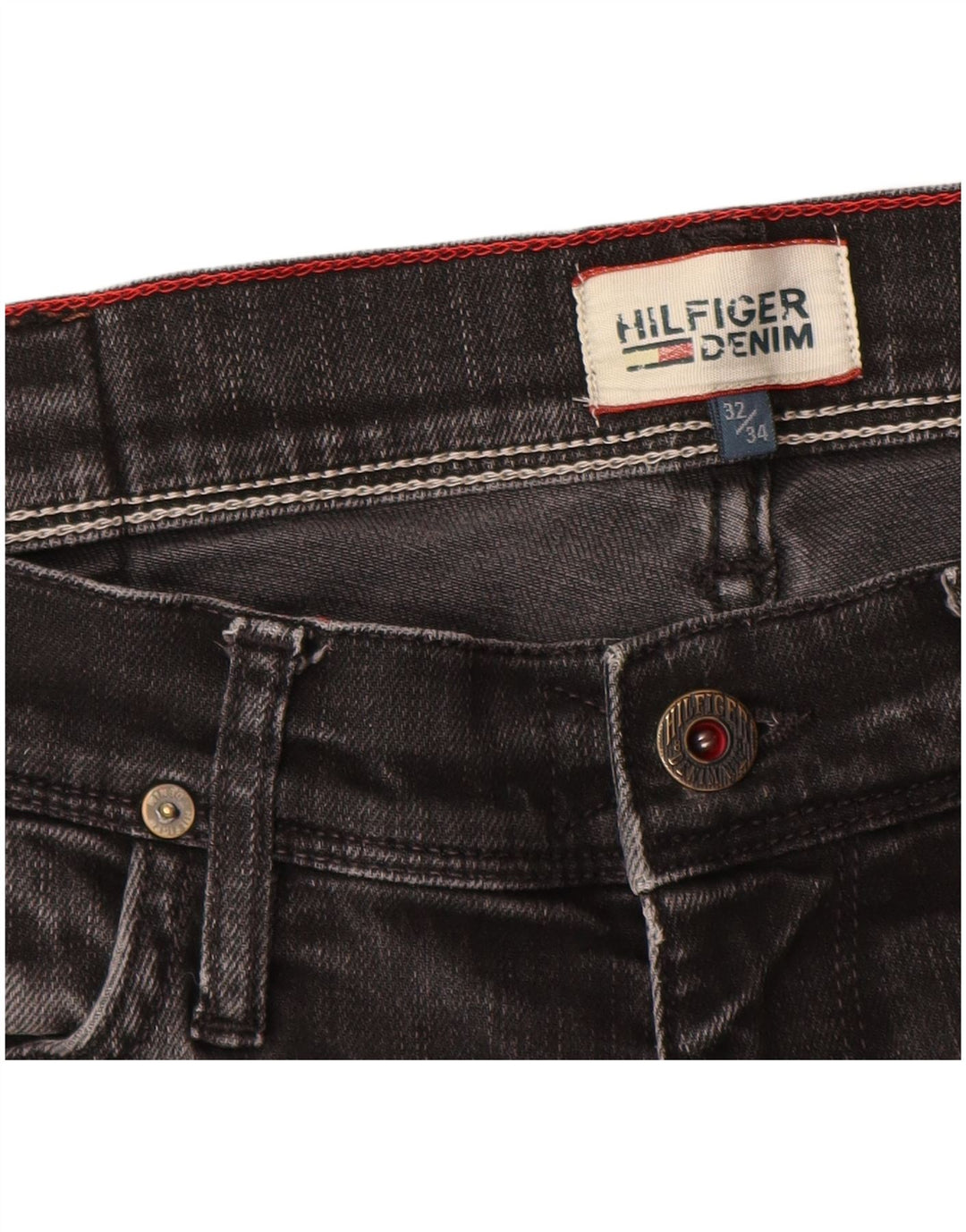 Tommy Hilfiger Herre Slim Jeans W32 L34 Sort Bomuld
