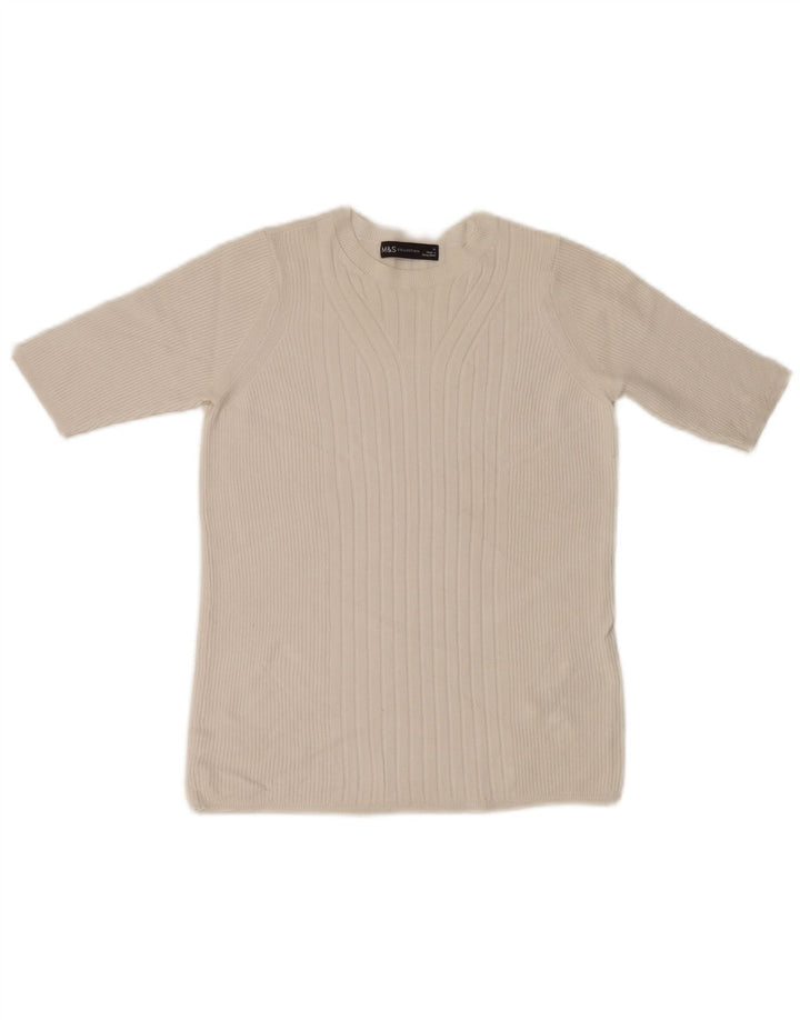 Marks & Spencer Dame Boat Neck Jumper Sweater UK 12 Medium White