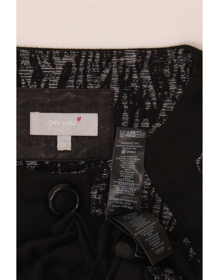 Marks & Spencer Dame Abstrakt mønster Blazer Jacket UK 16 Large Black