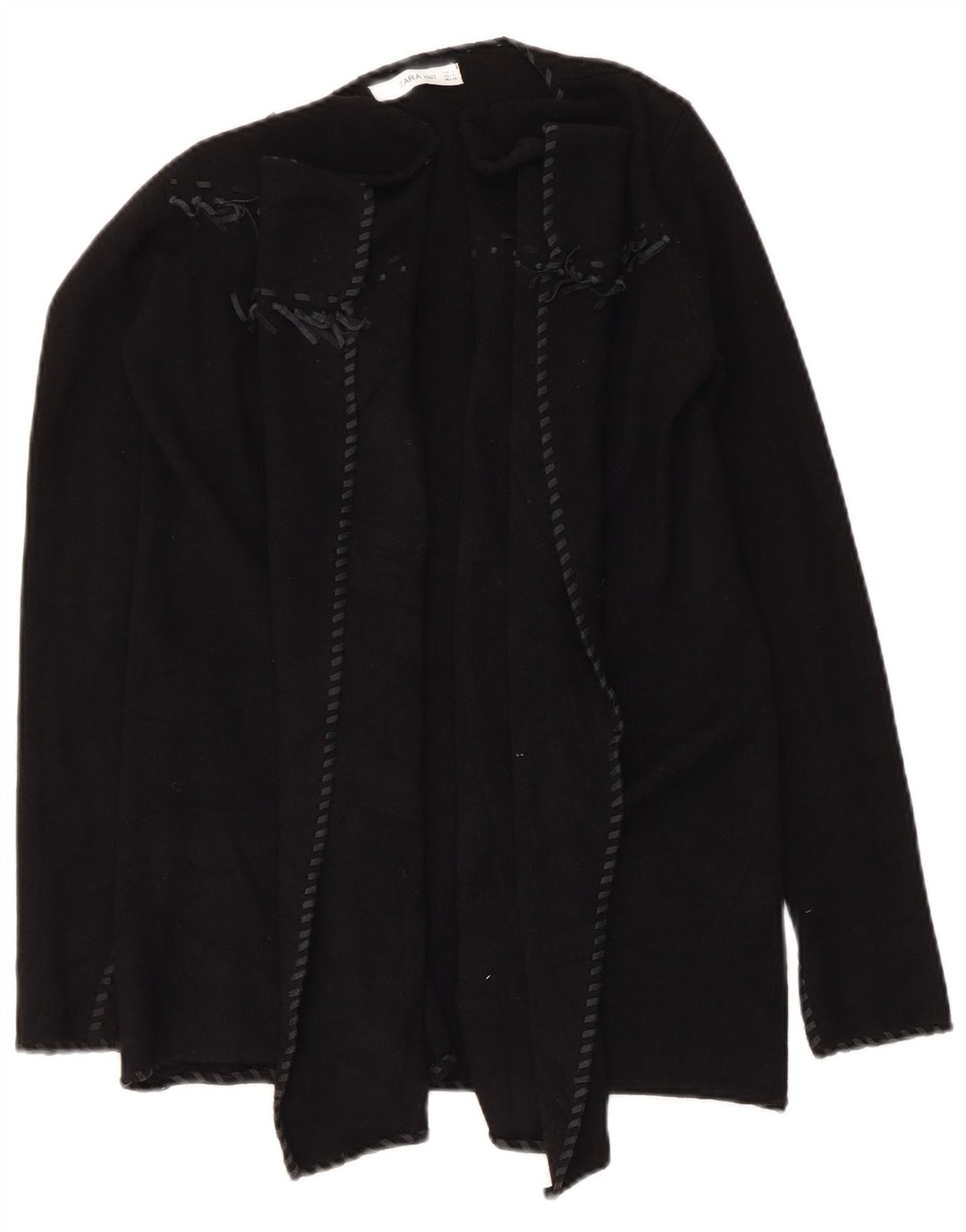 Zara Dame Asymmetrisk Åben Cardigan Sweater UK 10 Lille Sort Polyester