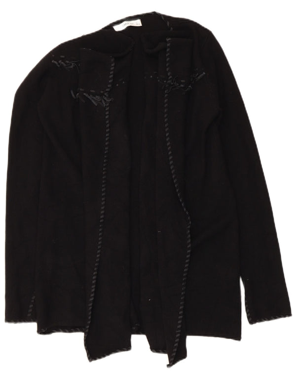 Zara Dame Asymmetrisk Åben Cardigan Sweater UK 10 Lille Sort Polyester