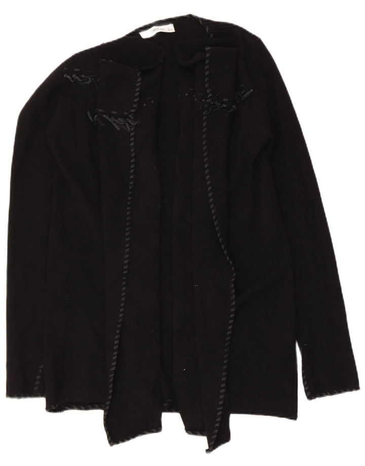 Zara Dame Asymmetrisk Åben Cardigan Sweater UK 10 Lille Sort Polyester