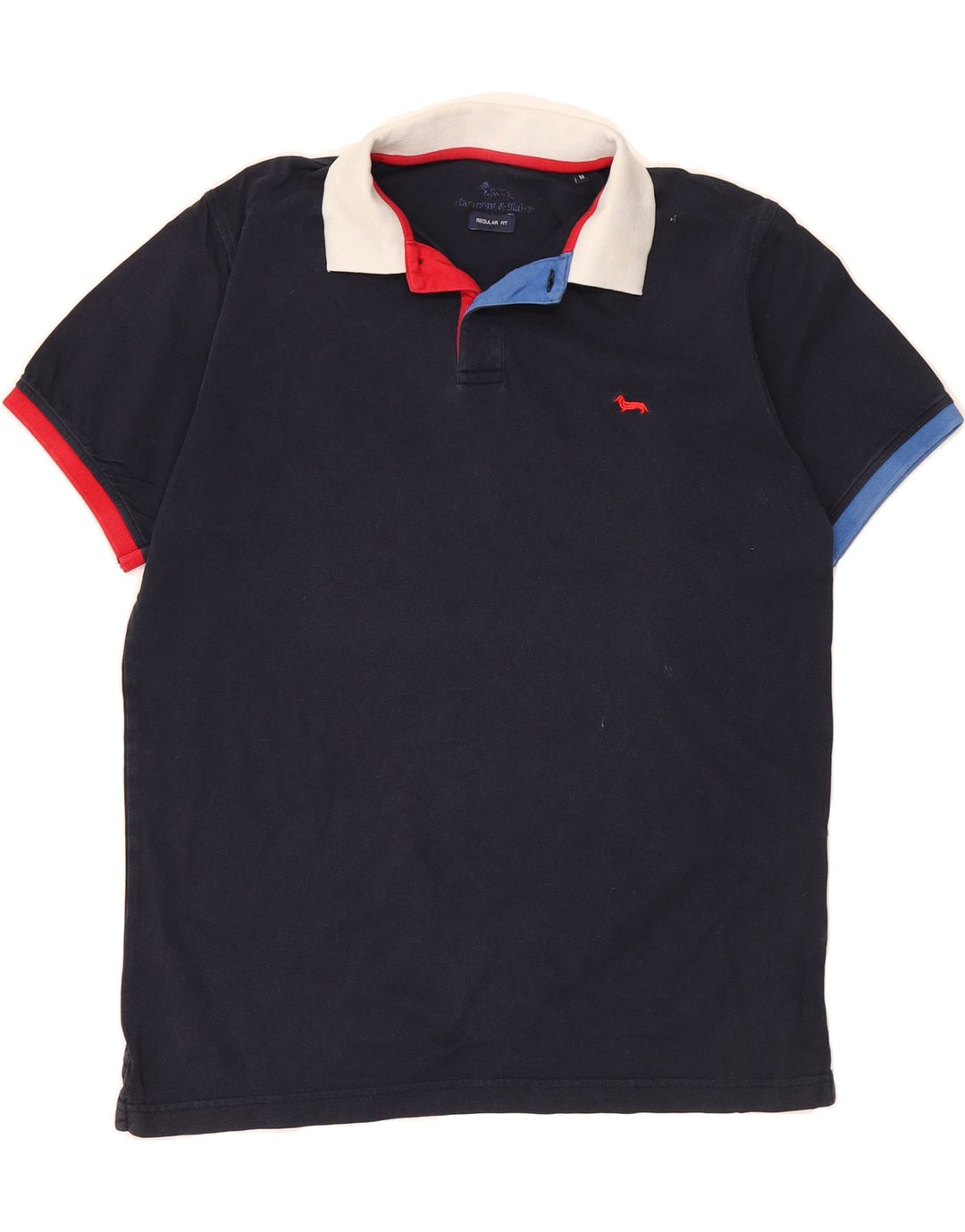 HARMONT & BLAINE Mens Regular Fit Polo Shirt Medium Navy Blue Cotton Vintage Harmont & Blaine and Second-Hand Harmont & Blaine from Messina Hembry 