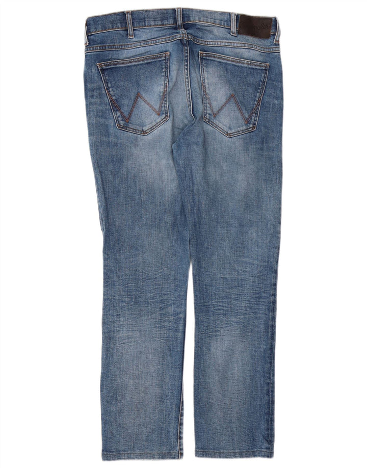 WRANGLER Herre Larston Straight Jeans W34 L27 Blå Bomuld