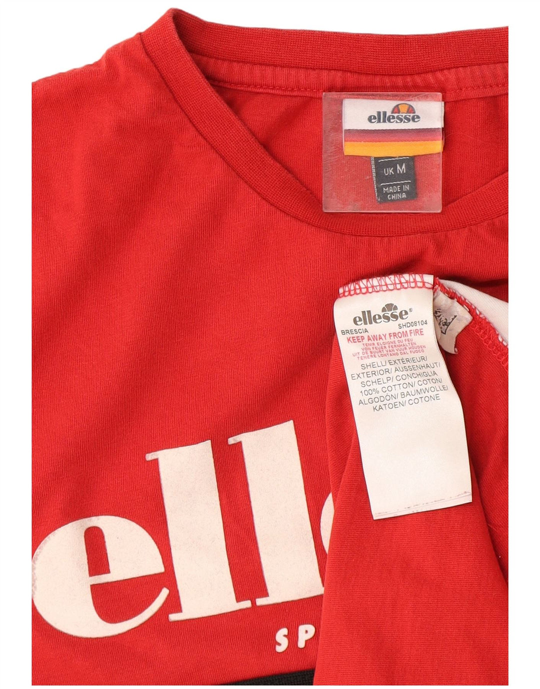 Ellesse Herre Grafisk T-Shirt Top Medium Rød Colourblock Bomuld