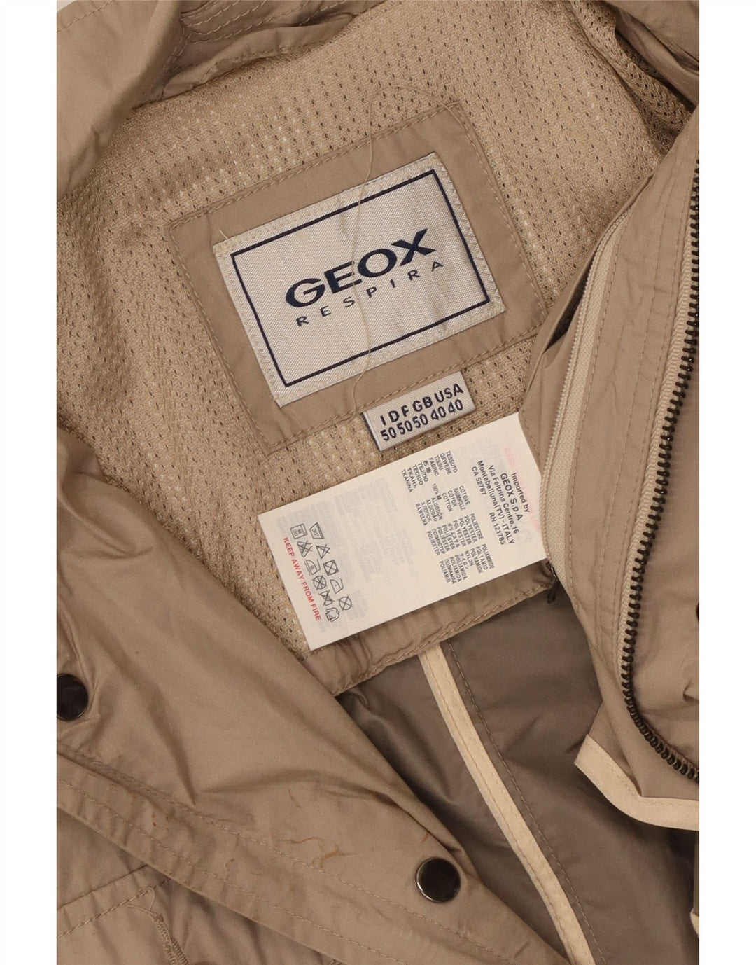 Geox Herre Respira Utility Jacket UK 40 Stor Beige Bomuld