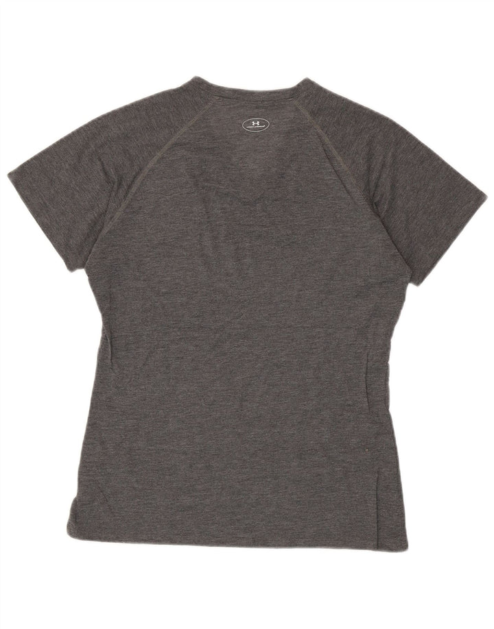 UNDER ARMOUR Dame T-Shirt Top UK 12 Medium Grå Polyester